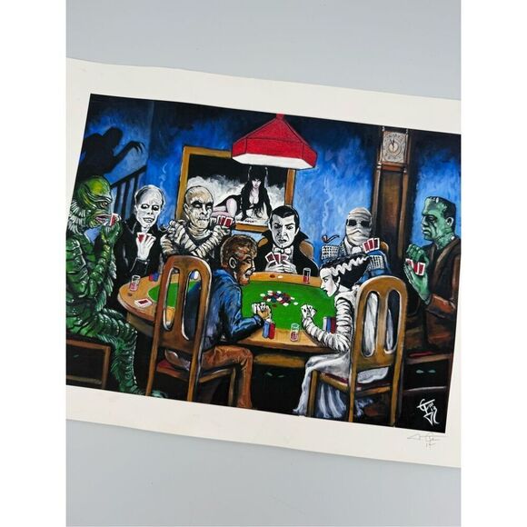 Tom Carlton “Old School Horror Card Game” Signed and Numbered Print - Picture 2 of 6